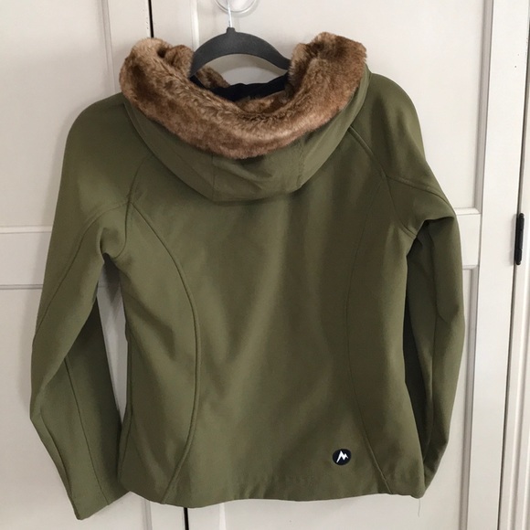 Marmot green jacket with faux fur hood - Picture 2 of 4